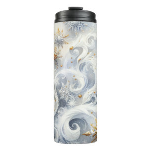 BOUTEILLES ISOTHERMES ARGENT D'OR BLANC BLEU ABSTRAIT EN HIVER