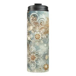 BOUTEILLES ISOTHERMES ARGENT D'OR BLANC BLEU ABSTRAIT EN HIVER