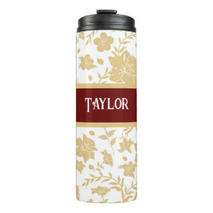 Bouteilles Isothermes Arrière - plan blanc Gold Floral Thermal Tumbler