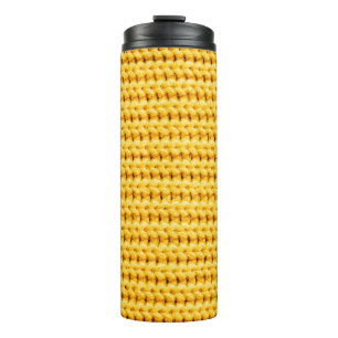 Bouteilles Isothermes Arrière - plan en laine à tricot jaune