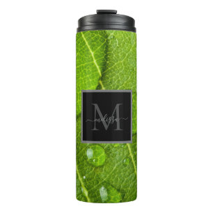 Bouteilles Isothermes Arrosage de feuilles vertes Monogrammes modernes