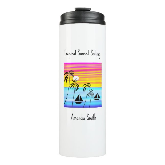 Bouteilles Isothermes Art africain moderne, Coucher de soleil tropical E (Devant)