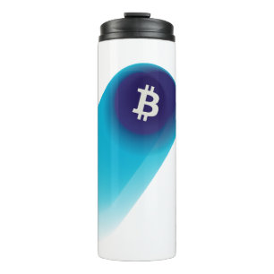 Bouteilles Isothermes Art Bitcoin (Comète - Style 1, Blanc)