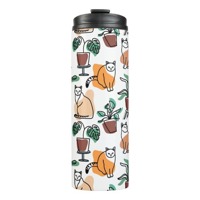 Bouteilles Isothermes Art de trait dessin chats et fleurs (Devant)