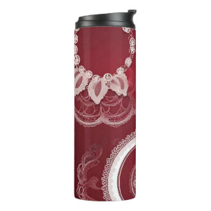 Bouteilles Isothermes art floral rouge foncé IA