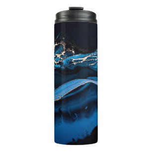 Bouteilles Isothermes Art liquide. Or métallique liquide en bleu abstrai