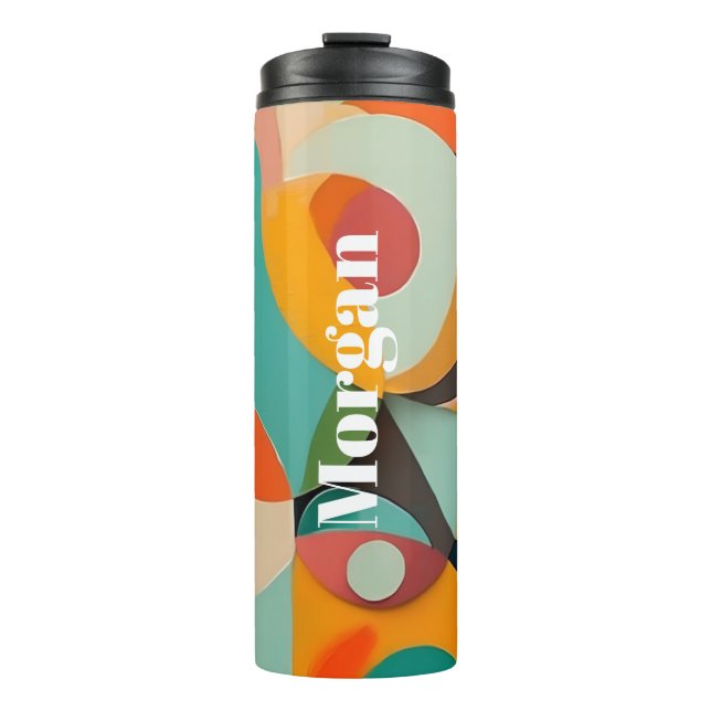 Bouteilles Isothermes Art Moderne Du Milieu Du Siècle, Nom Vertical, Géo (Devant)