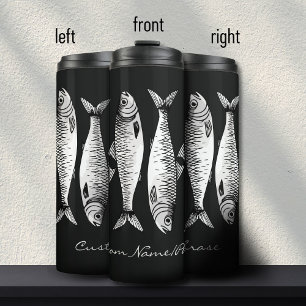 Bouteilles Isothermes Art monochrome sardines noir et blanc nom personna