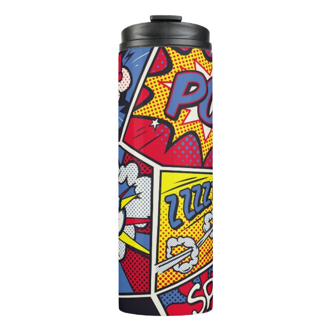 Bouteilles Isothermes Art pop rétro, motif de la bande dessinée. (Devant)