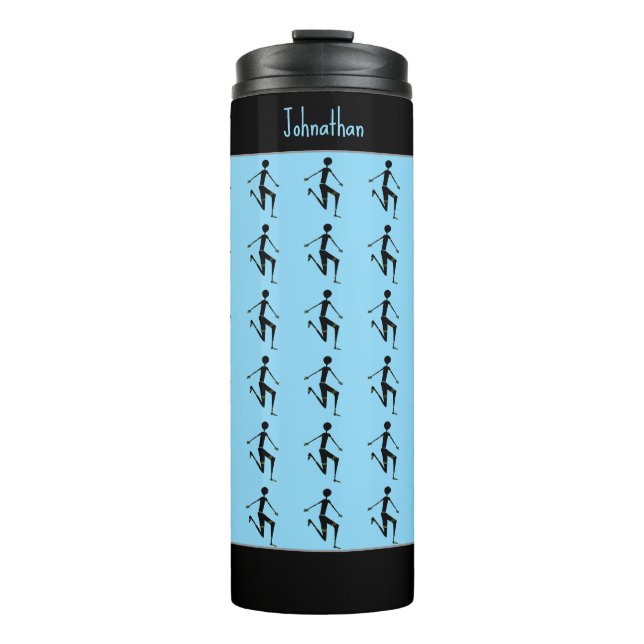 Bouteilles Isothermes Athlète Silhouette, Kenya African Art, Bleu (Devant)