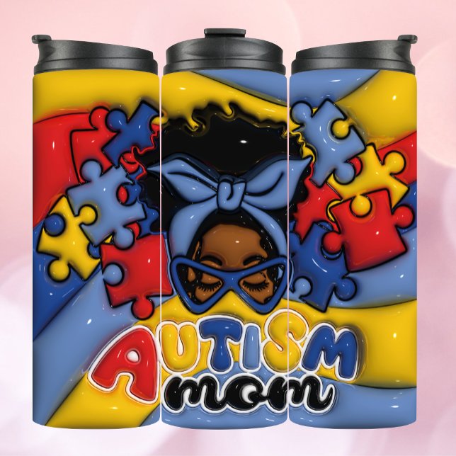 Bouteilles Isothermes Autism Mom 3D Tumbler gonflé (Créateur téléchargé)