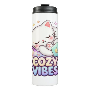 Bouteilles Isothermes Autocollant de chat ambiance cosy   Chat mignon en