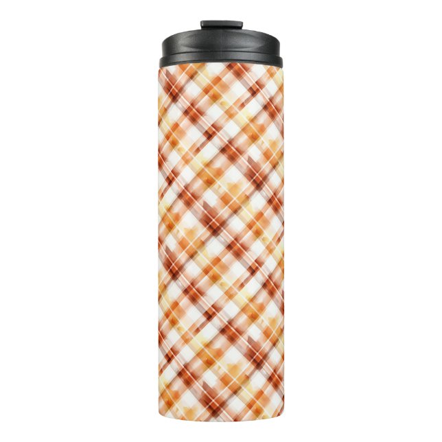 Bouteilles Isothermes Automne Aquarelle d'automne Orange Plaid Motif (Devant)