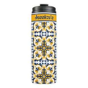 Bouteilles Isothermes Avec nom💙💛 Beaux azulejos bleus et jaunes