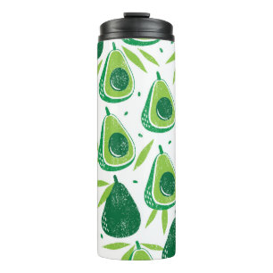 Bouteilles Isothermes Avocado, timbre texturé, motif transparent.