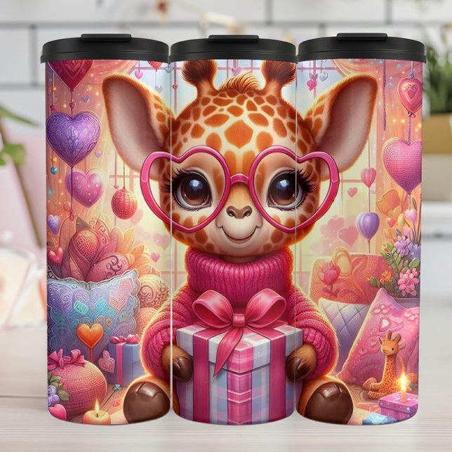 Bouteilles Isothermes Baby Giraffe Pink Heart Glasses Wrap (Créateur téléchargé)