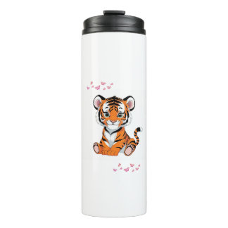 Bouteilles Isothermes 🐯Baby Tiger Art with Pink Butterflies -