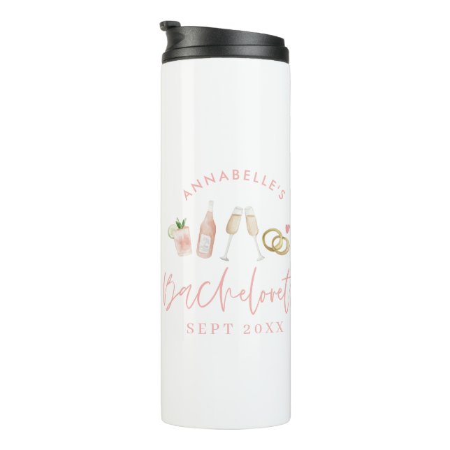 Bouteilles Isothermes Bachelorette de champagne moderne rose girly éléga (Tourné sur la droite)