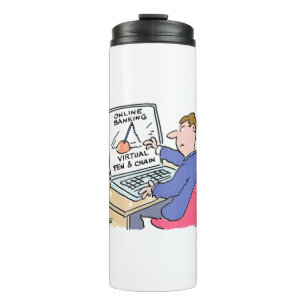 Bouteilles Isothermes Bancaire en ligne Humour Funny Bank Cartoon client