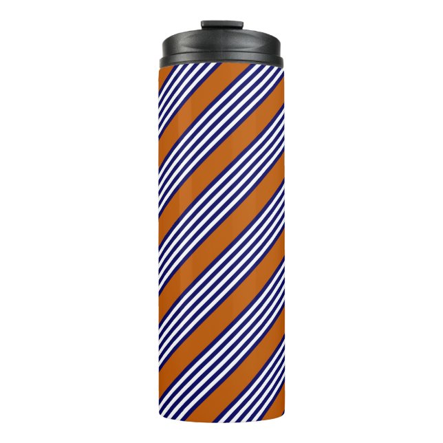 Bouteilles Isothermes Bandes bleu marine et blanc avec orange brûlé (Devant)