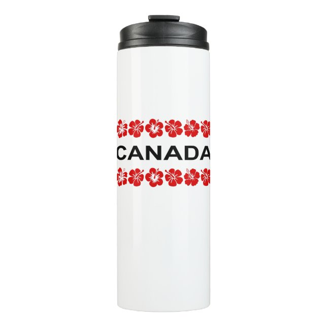 Bouteilles Isothermes Bandes d'Aloha à fleurs rouges du Canada (Devant)