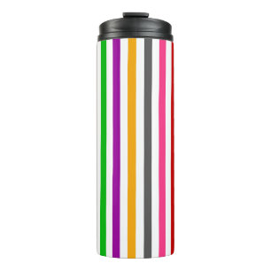 Bouteilles Isothermes Bandes de lignes arc-en-ciel colorées - Blanc
