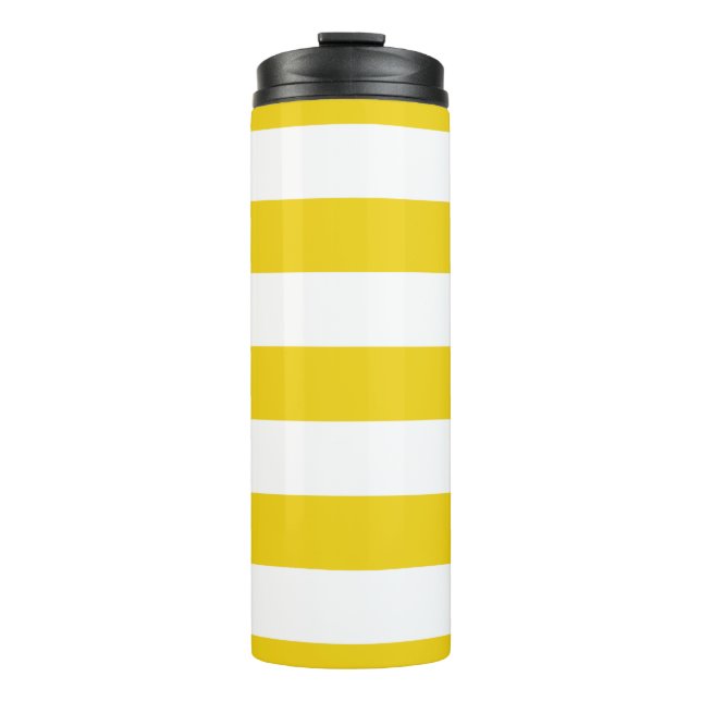 Bouteilles Isothermes Bandes Jaunes, Blancs, Motif rayé (Devant)