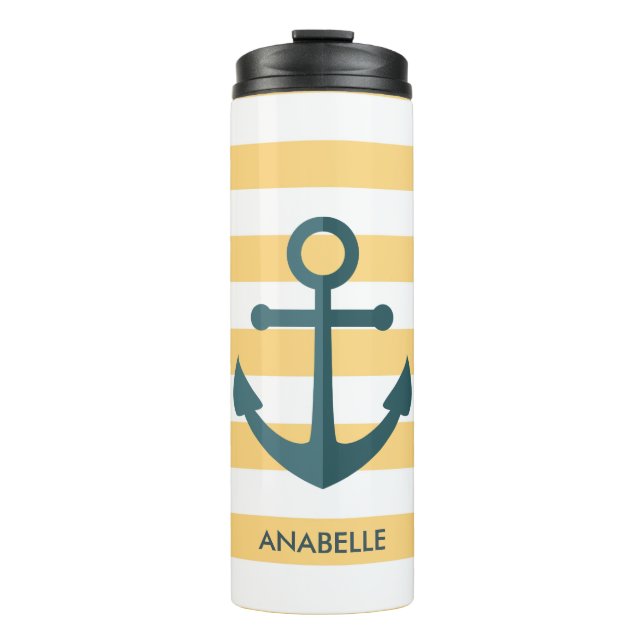 Bouteilles Isothermes Bandes jaunes et Ancre bleue (Devant)