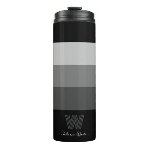 Bouteilles Isothermes Barres Gris Noir Minimal Monogramme Paruline Therm