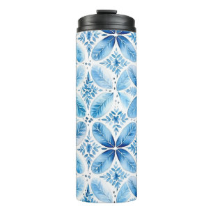 Bouteilles Isothermes Batik floral bleu blanc 