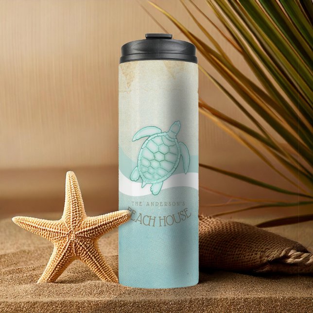 Bouteilles Isothermes Beach House Tortue nautique Aqua Blue ID623 (Créateur téléchargé)