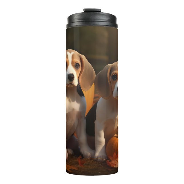 Bouteilles Isothermes Beagle Puppy Automne Citrouille de plaisir (Devant)