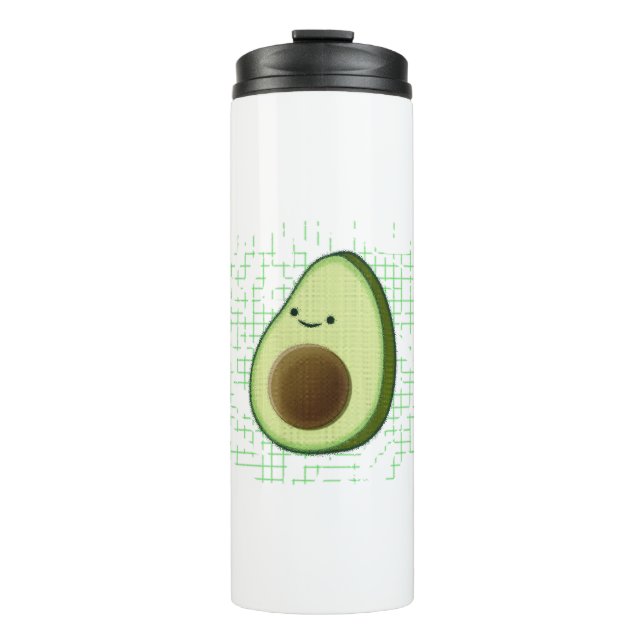 Bouteilles Isothermes Beau Dessin Avocado Sur Un Arrière - plan Distress (Devant)