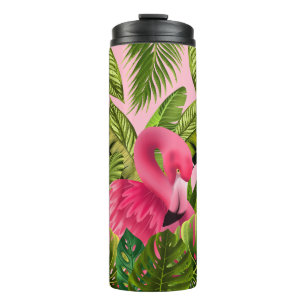 Bouteilles Isothermes Beau Héron rose avec Feuilles tropicaux