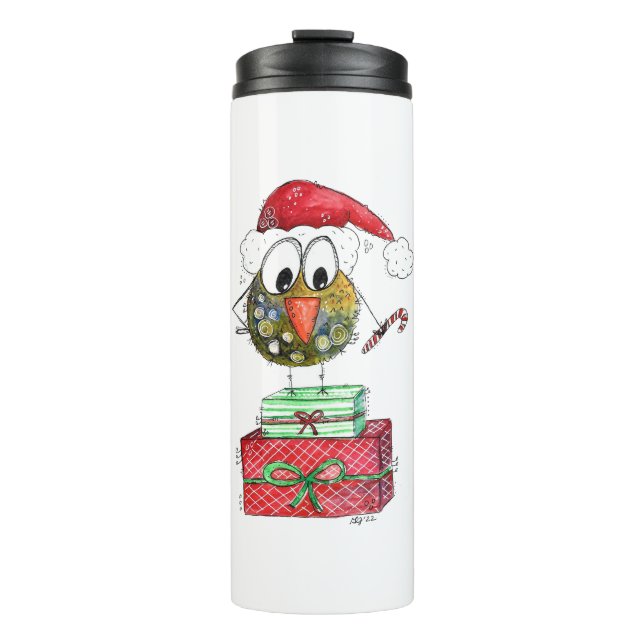 Bouteilles Isothermes Beau Oiseau de Noël Whimsical (Devant)