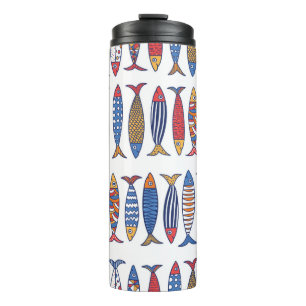 Bouteilles Isothermes Beau poisson. Enfants arrière - plans. Motif sans 