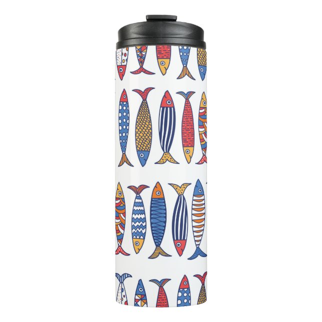 Bouteilles Isothermes Beau poisson. Enfants arrière - plans. Motif sans  (Devant)