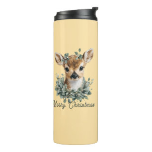 Bouteilles Isothermes Bébé mignon Cerf Joyeux Noël - Aquarelle Fawn