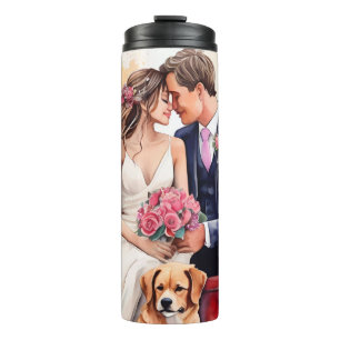 Bouteilles Isothermes Belle aquarelle couple mariage