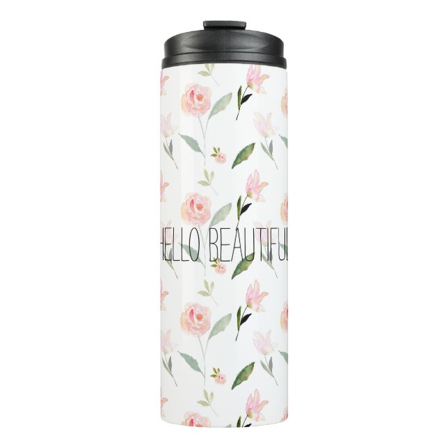 Bouteilles Isothermes Belle Aquarelle Florale Rose (Devant)