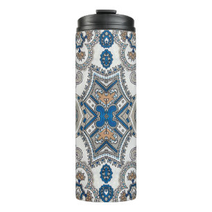 Bouteilles Isothermes Belle arabesque blanche et bleue, motif islamique
