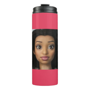 Bouteilles Isothermes Belle femme noire Doll Cartoon rose Fuscia