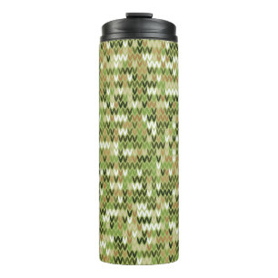 Bouteilles Isothermes Belle motif en tricot de mamie vert olive