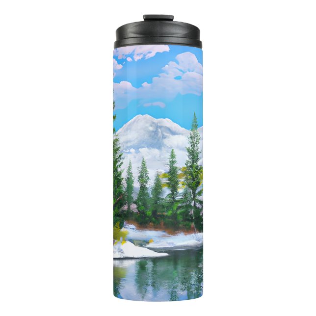 Bouteilles Isothermes Belle nature Pins d'hiver Arbres de neige Montagne (Devant)