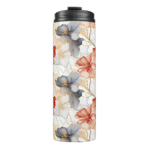 Bouteilles Isothermes Belle Pêche féminine Bleu et Blanc Floral