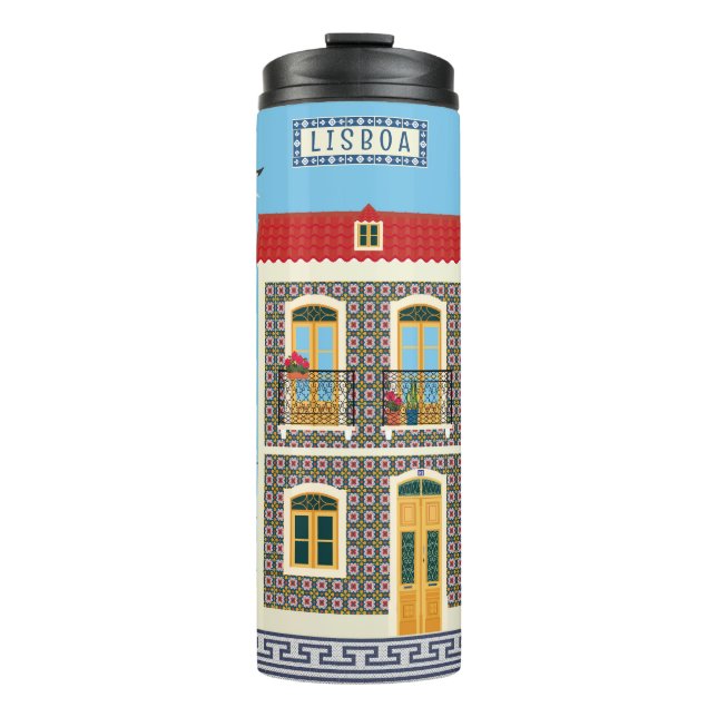 Bouteilles Isothermes Belles maisons portugaises avec tuiles ou azulejos (Devant)