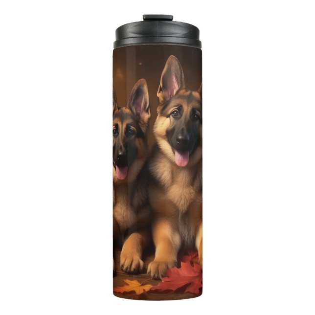 Bouteilles Isothermes Berger Allemand Chiot Citrouille d'automne (Devant)
