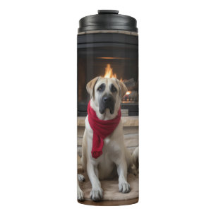 Bouteilles Isothermes Berger d'Anatolie au coin de la cheminée Noël