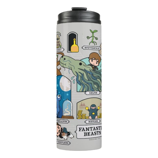 Bouteilles Isothermes Bêtes De Cartoon Dans Les Habitats (Devant)
