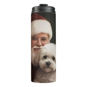 Bouteilles Isothermes Bichon frisé avec le Père Noël Noël festif